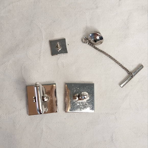 Silver Cufflinks & Tie Pin - Picture 7 of 8